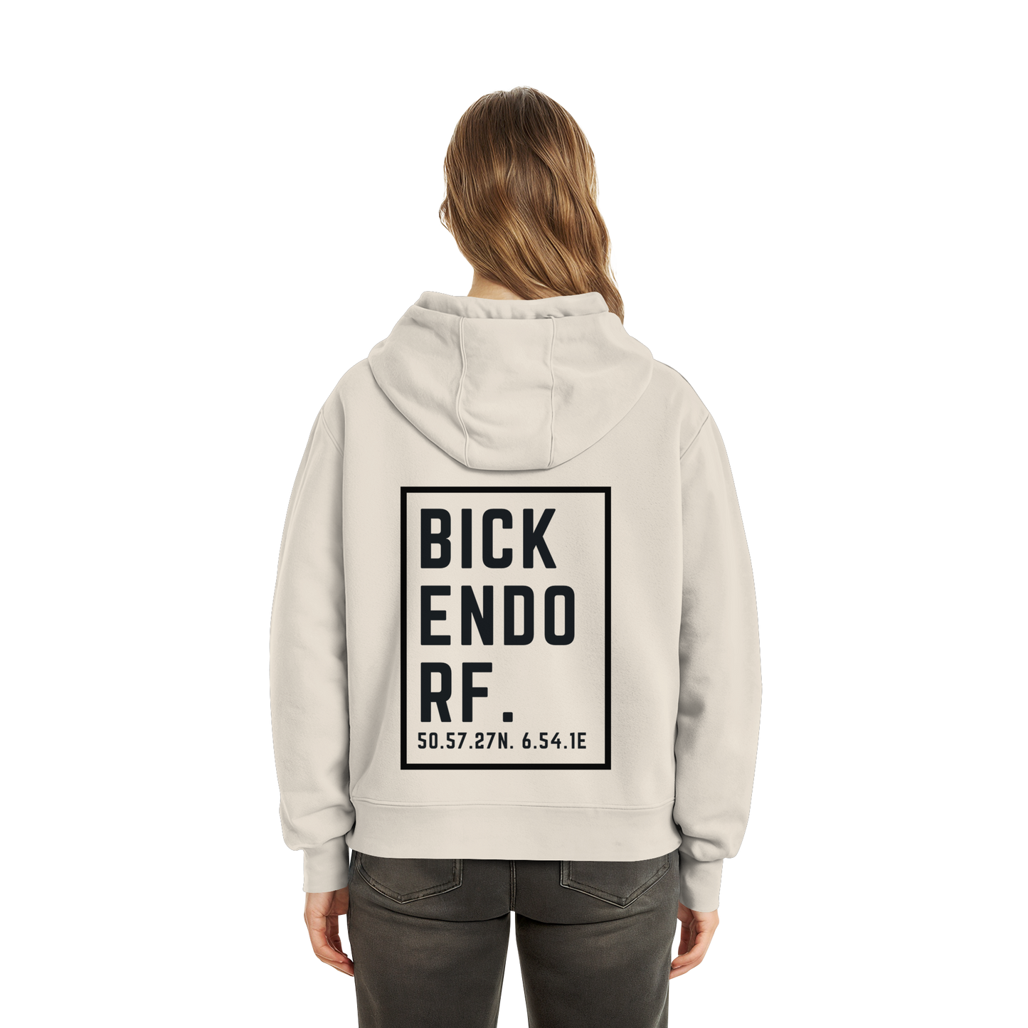 Bickendorf Koordinaten (großer Druck Rücken) - Fluffy Boxcut Hoodie