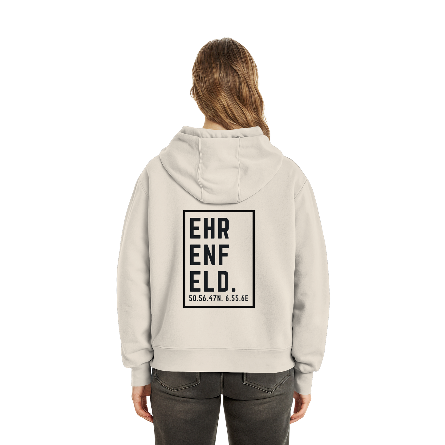 Ehrenfeld Koordinaten (großer Druck auf dem Rücken) - Fluffy Boxcut Hoodie