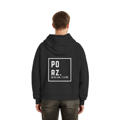 Porz Koordinaten (großer Druck Rücken) - Fluffy Boxcut Zipper