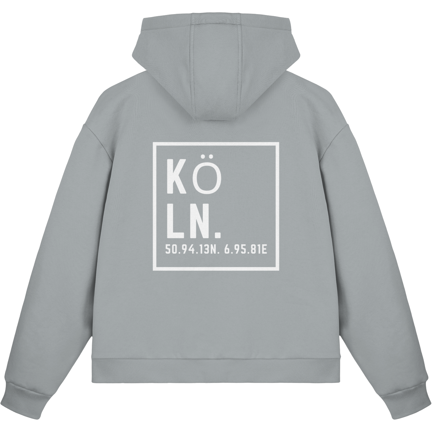 Köln Koordinaten (großer Druck auf dem Rücken) - Fluffy Boxcut Zipper