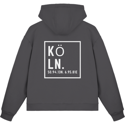 Köln Koordinaten (großer Druck auf dem Rücken) - Fluffy Boxcut Zipper