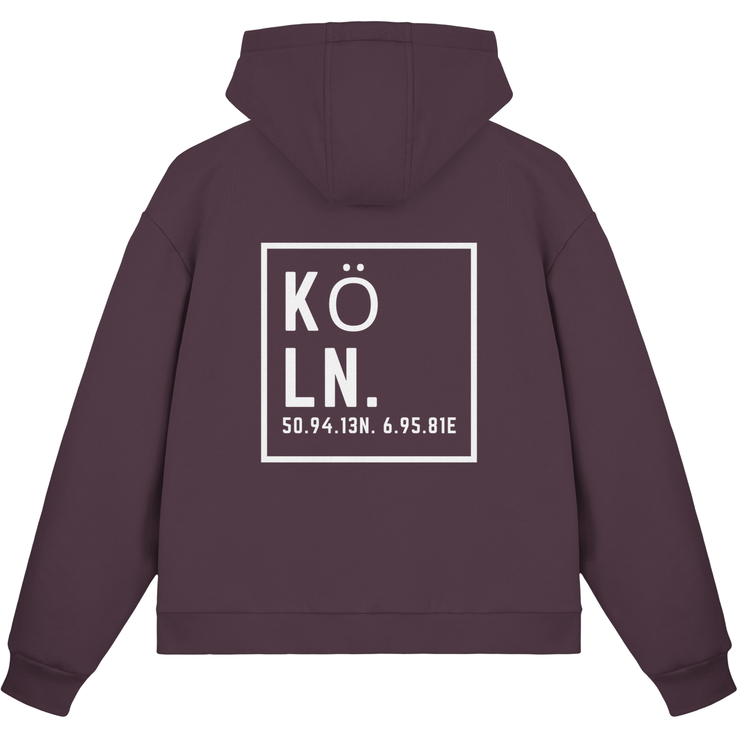 Köln Koordinaten (großer Druck auf dem Rücken) - Fluffy Boxcut Zipper
