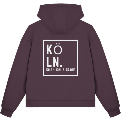 Köln Koordinaten (großer Druck auf dem Rücken) - Fluffy Boxcut Zipper