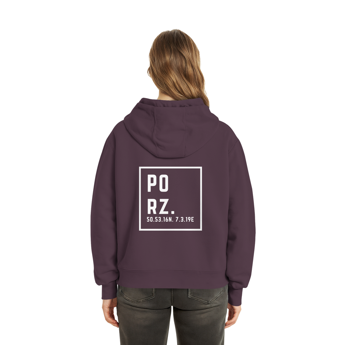 Porz Koordinaten (großer Druck Rücken) - Fluffy Boxcut Zipper