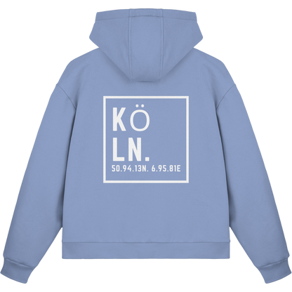 Köln Koordinaten (großer Druck auf dem Rücken) - Fluffy Boxcut Zipper
