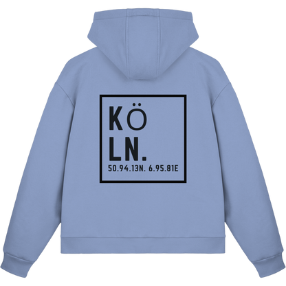 Köln Koordinaten (großer Druck auf dem Rücken) - Fluffy Boxcut Zipper