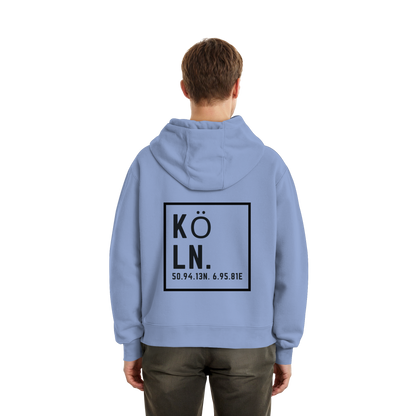 Köln Koordinaten (großer Druck auf dem Rücken) - Fluffy Boxcut Zipper