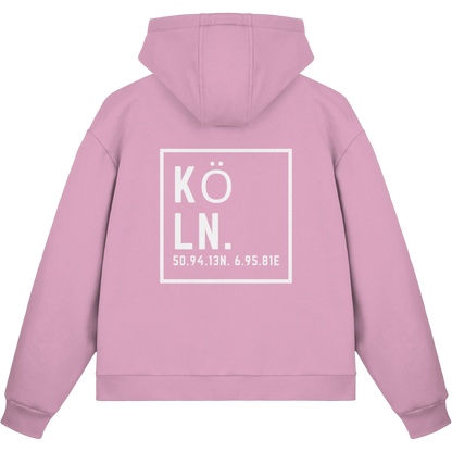 Köln Koordinaten (großer Druck auf dem Rücken) - Fluffy Boxcut Zipper