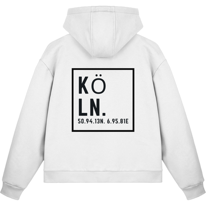 Köln Koordinaten (großer Druck auf dem Rücken) - Fluffy Boxcut Zipper