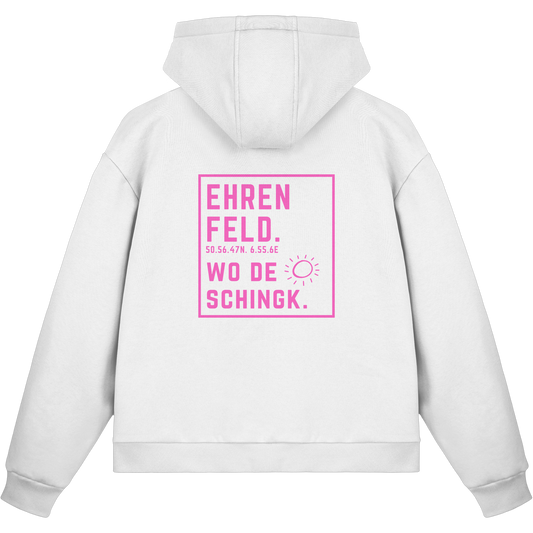 Wo de Sonn schingk - Ehrenfeld Druck Rücken  - Fluffy Boxcut Zipper