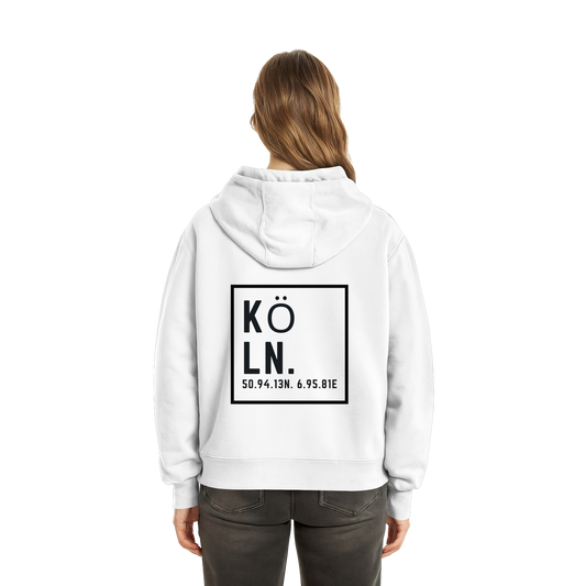 Köln Koordinaten (großer Druck auf dem Rücken) - Fluffy Boxcut Zipper
