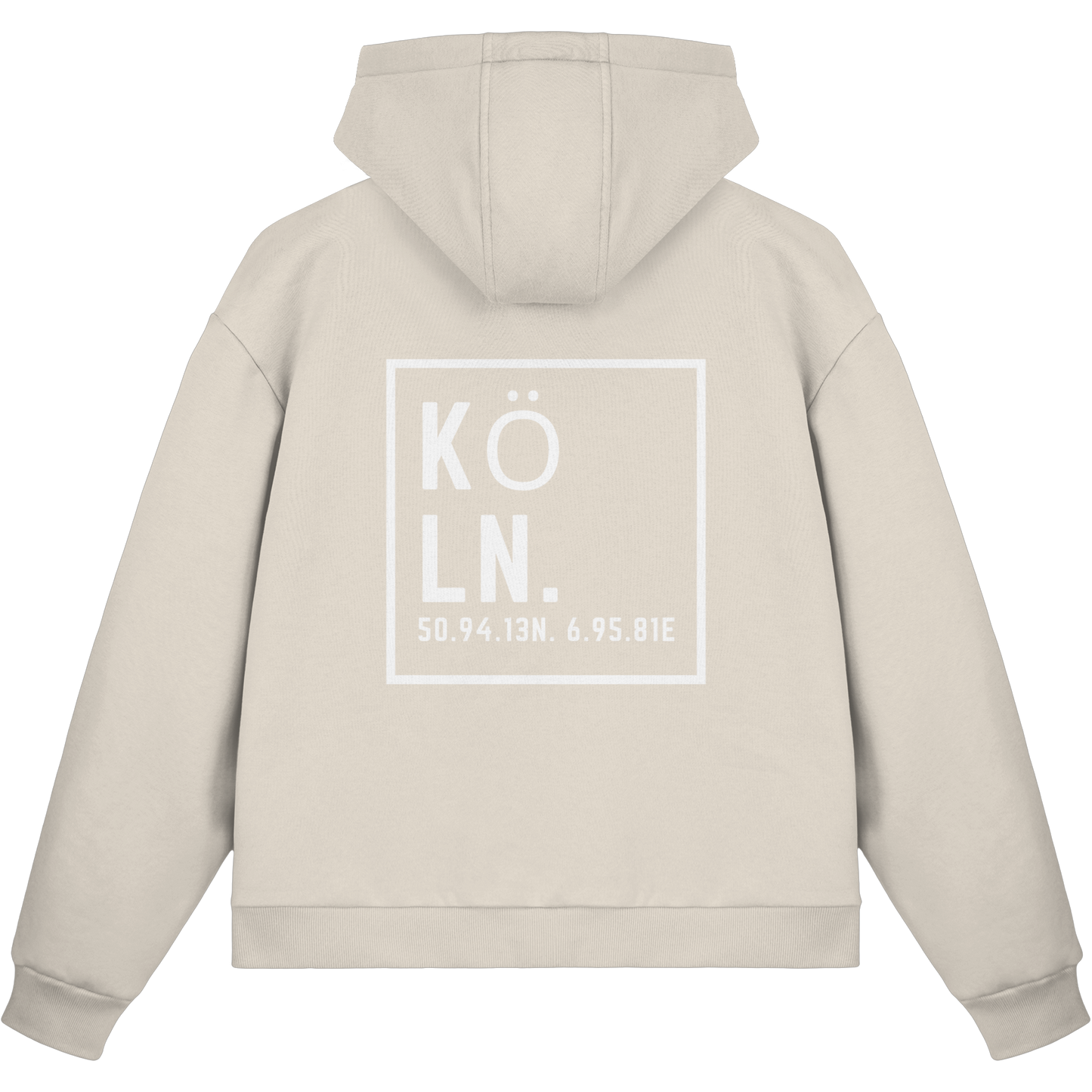 Köln Koordinaten (großer Druck auf dem Rücken) - Fluffy Boxcut Zipper