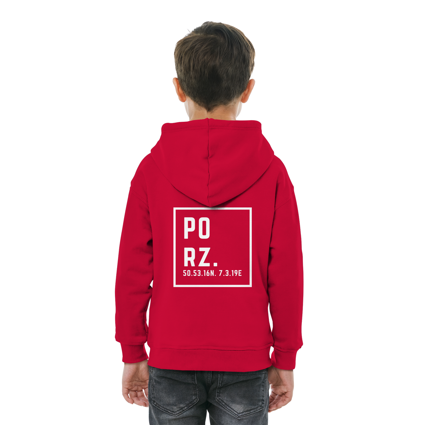 Porz Koordinaten (großer Druck Rücken) - Kids Basic Hoodie