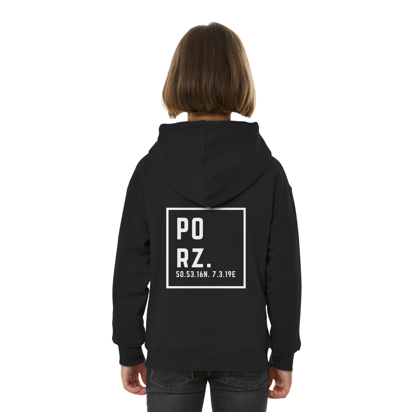 Porz Koordinaten (großer Druck Rücken) - Kids Basic Hoodie