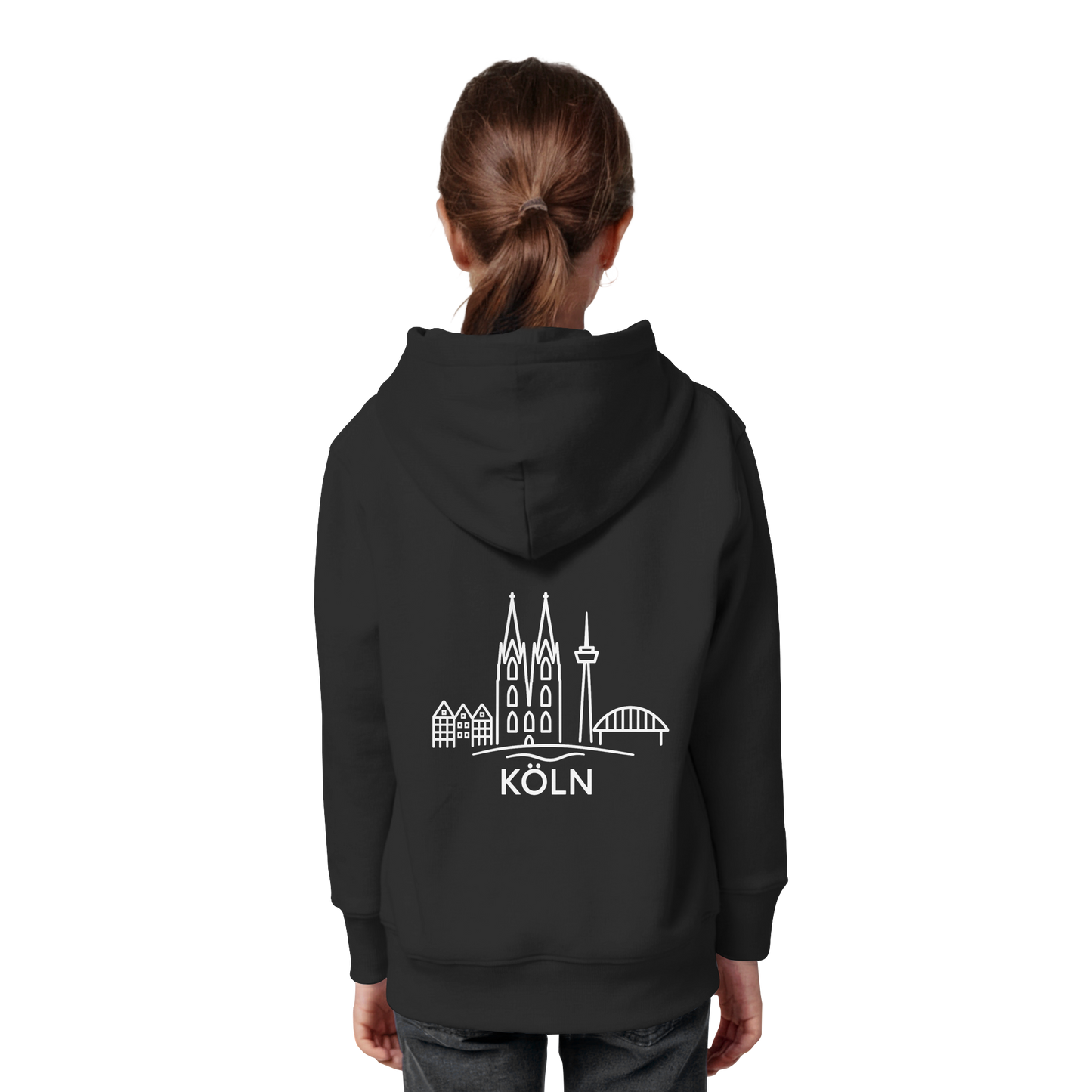 Köln Skyline (großer Druck auf dem Rücken) - Kids Organic Hoodie