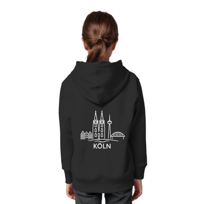 Köln Skyline (großer Druck auf dem Rücken) - Kids Organic Hoodie