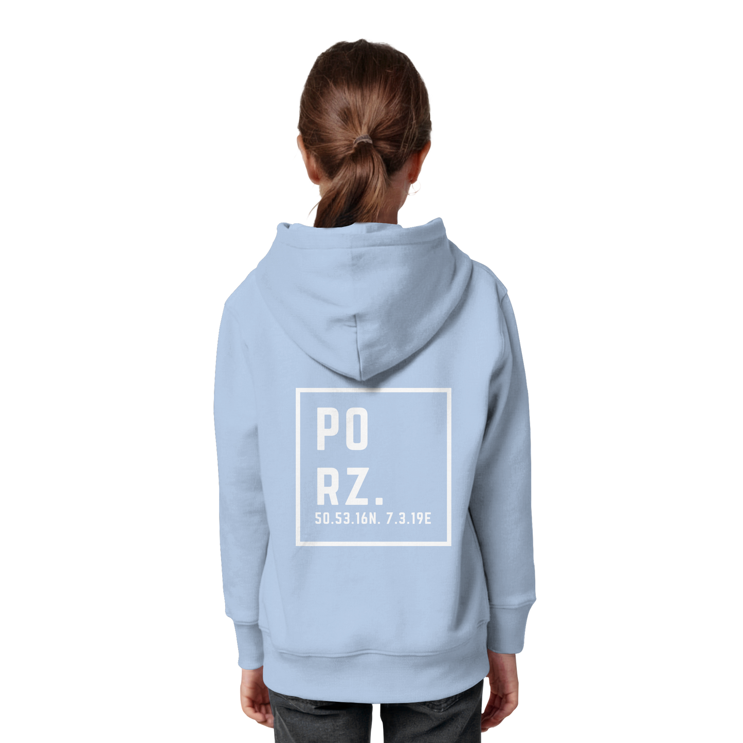 Porz Koordinaten (großer Druck Rücken) - Kids Organic Hoodie