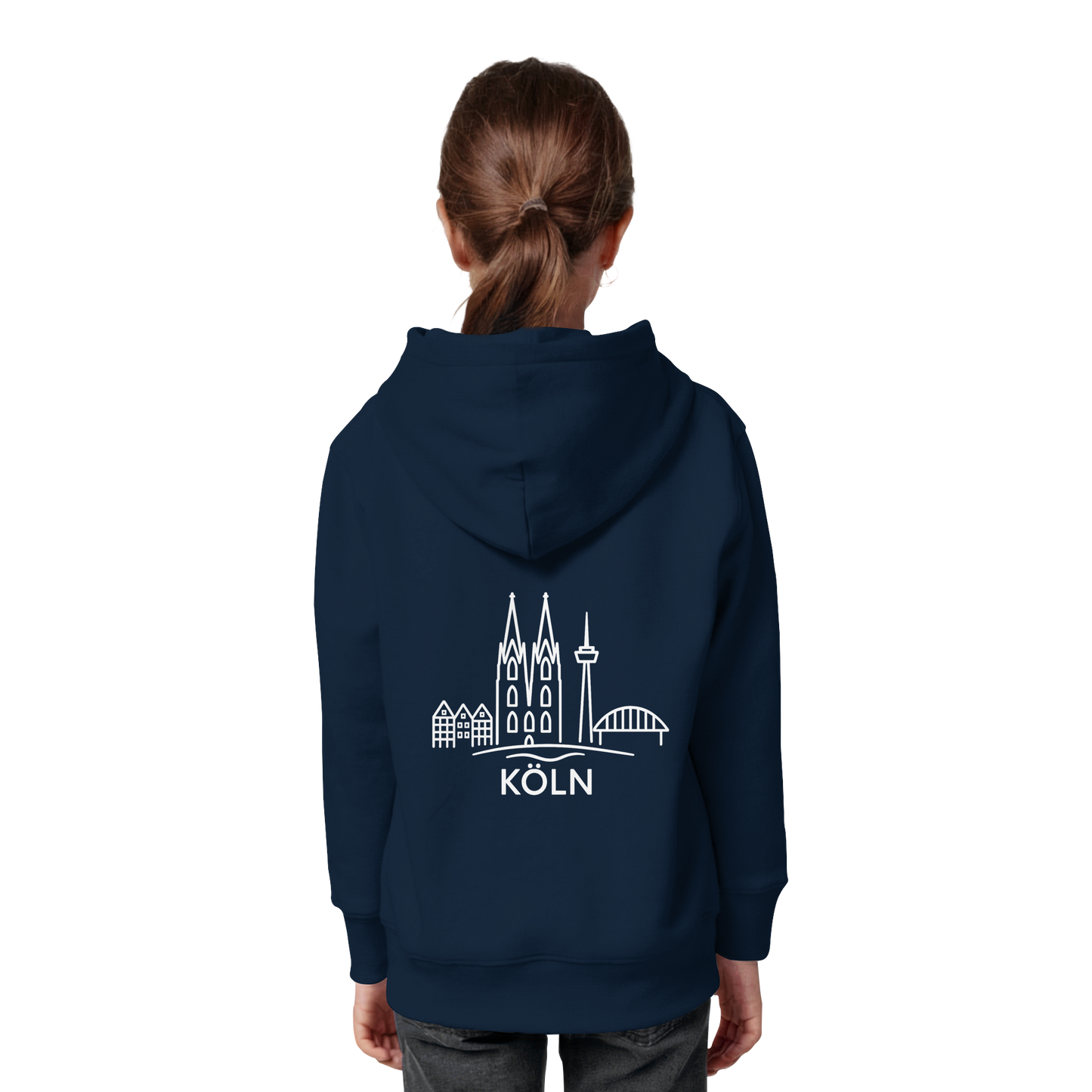 Köln Skyline (großer Druck auf dem Rücken) - Kids Organic Hoodie