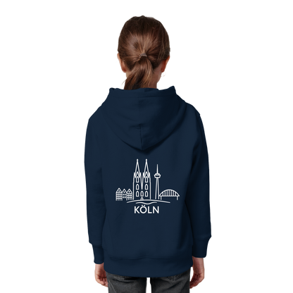 Köln Skyline (großer Druck auf dem Rücken) - Kids Organic Hoodie