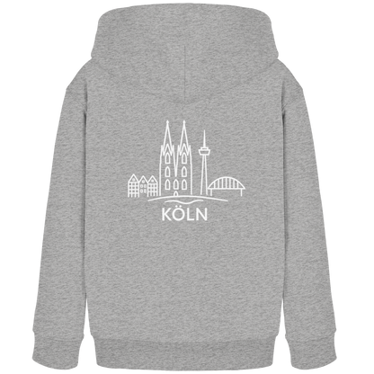 Köln Skyline (großer Druck auf dem Rücken) - Kids Organic Hoodie