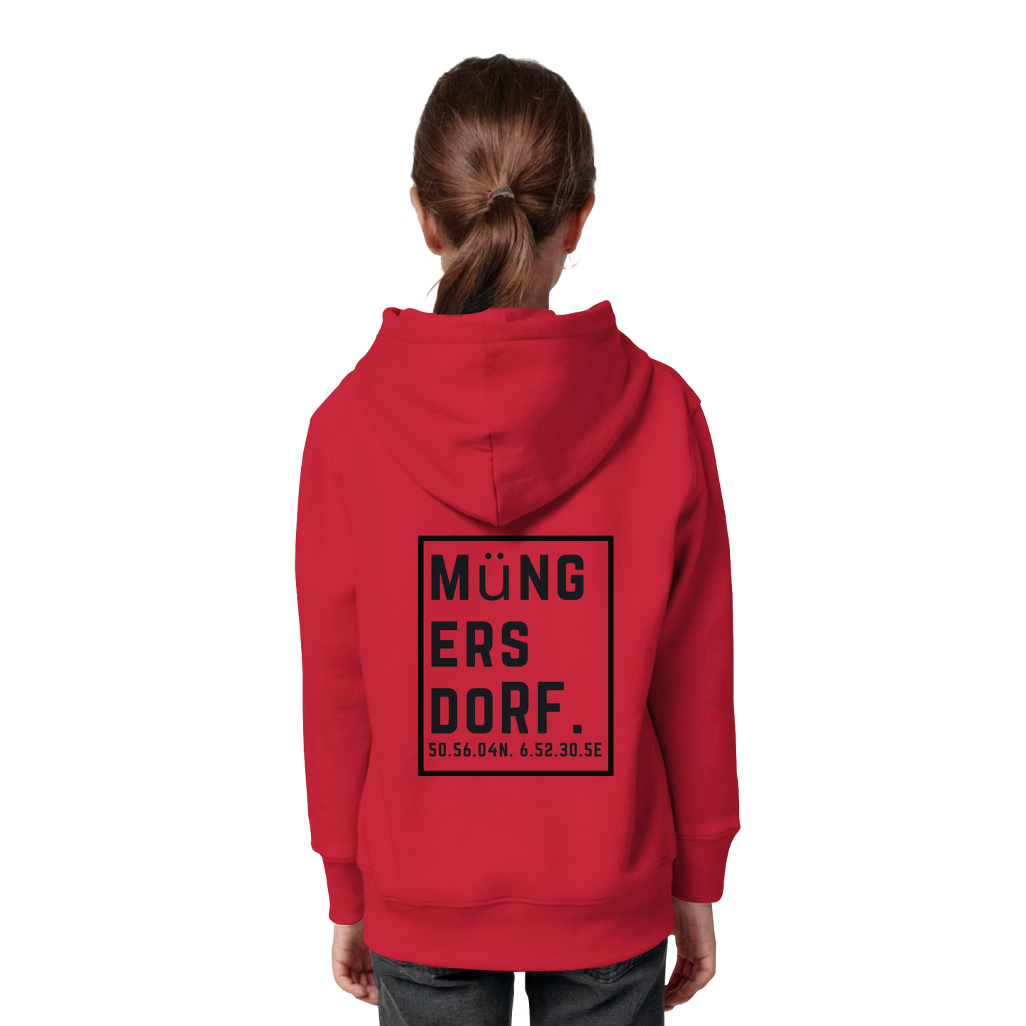 Müngersdorf Koordinaten (großer Druck auf dem Rücken) - Kids Organic Hoodie