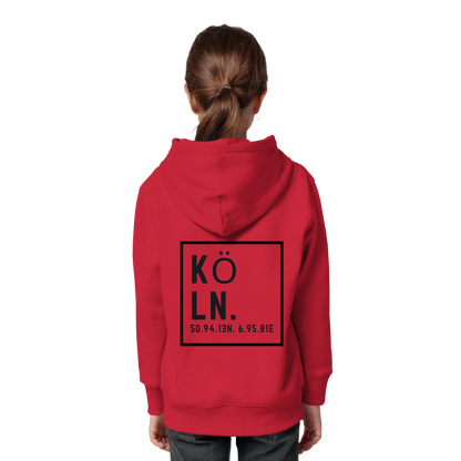 Köln Koordinaten (großer Druck auf dem Rücken) - Kids Organic Hoodie