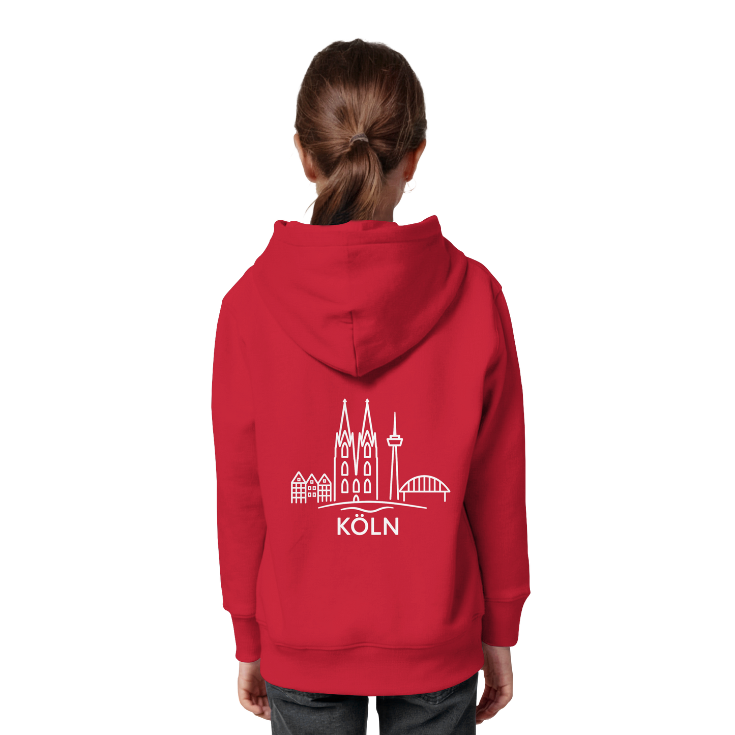 Köln Skyline (großer Druck auf dem Rücken) - Kids Organic Hoodie