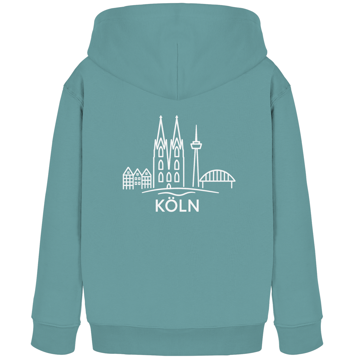 Köln Skyline (großer Druck auf dem Rücken) - Kids Organic Hoodie
