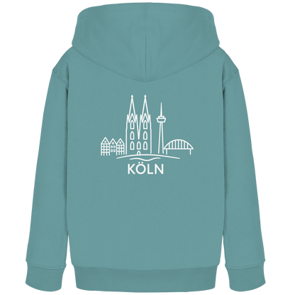 Köln Skyline (großer Druck auf dem Rücken) - Kids Organic Hoodie