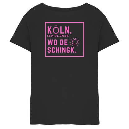 Wo de Sonn schingk - Köln Druck Rücken - Ladies V-Neck Shirt