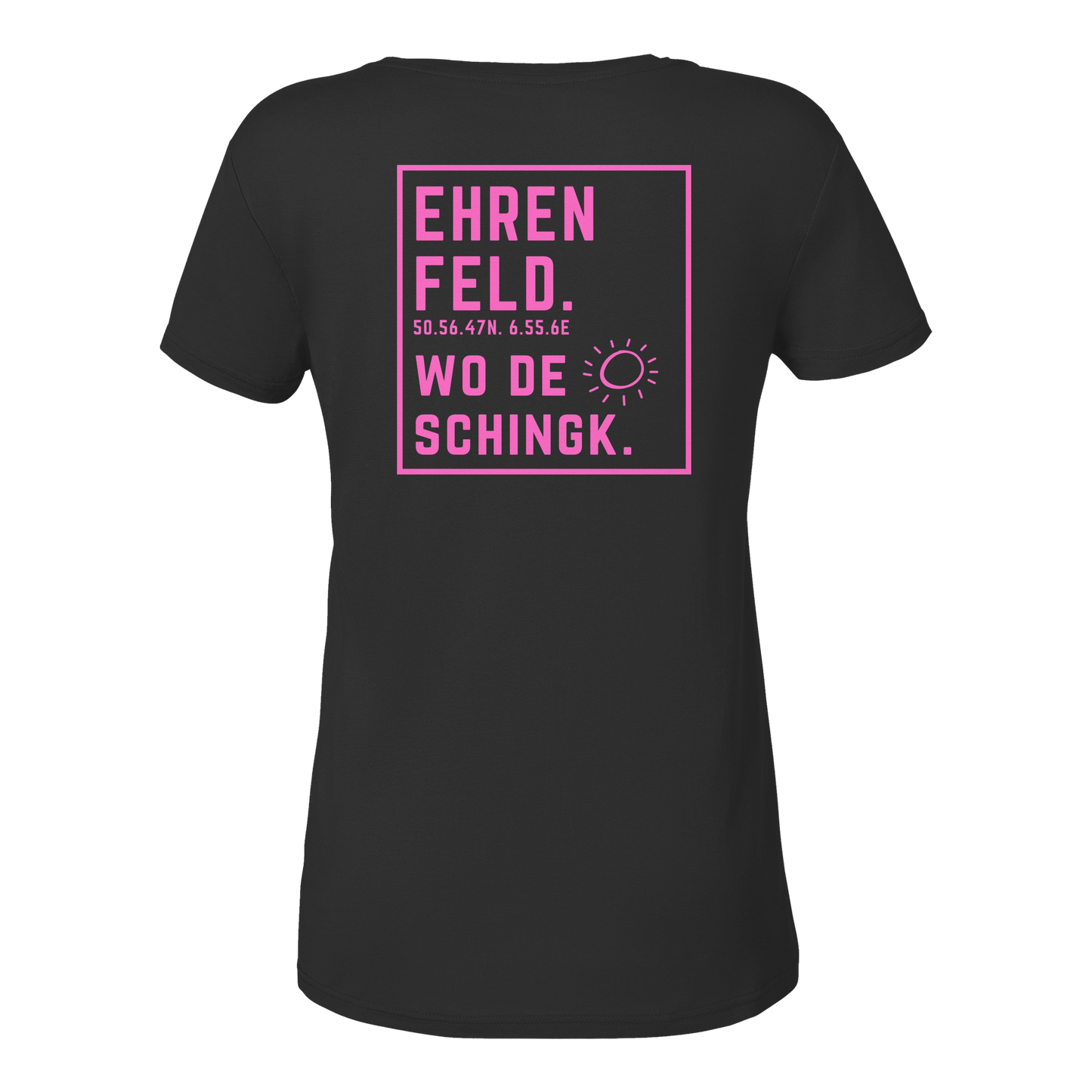 Wo de Sonn schingk - Ehrenfeld Druck Rücken  - Ladies V-Neck Shirt
