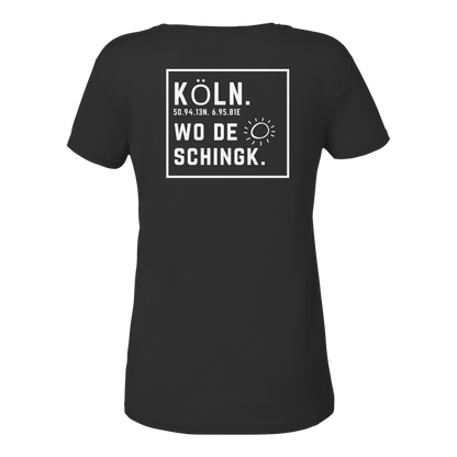 Wo de Sonn schingk - Köln Druck Rücken  - Ladies V-Neck Shirt