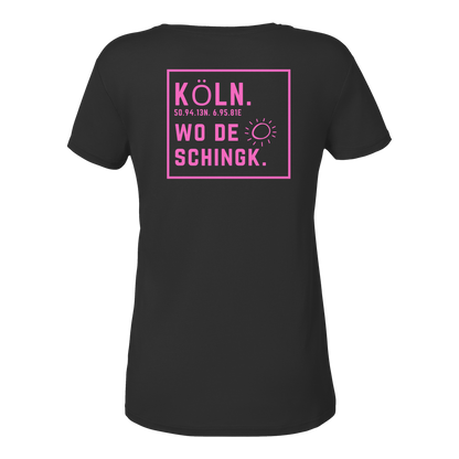 Wo de Sonn schingk - Köln Druck Rücken - Ladies V-Neck Shirt