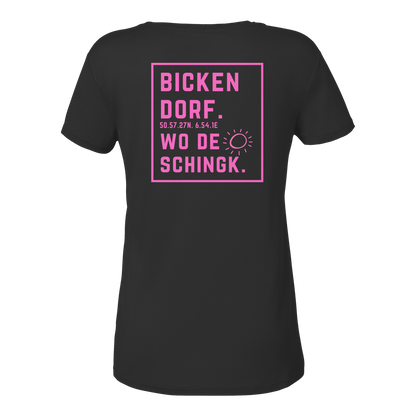 Wo de Sonn schingk - Bickendorf Druck Rücken - Ladies V-Neck Shirt