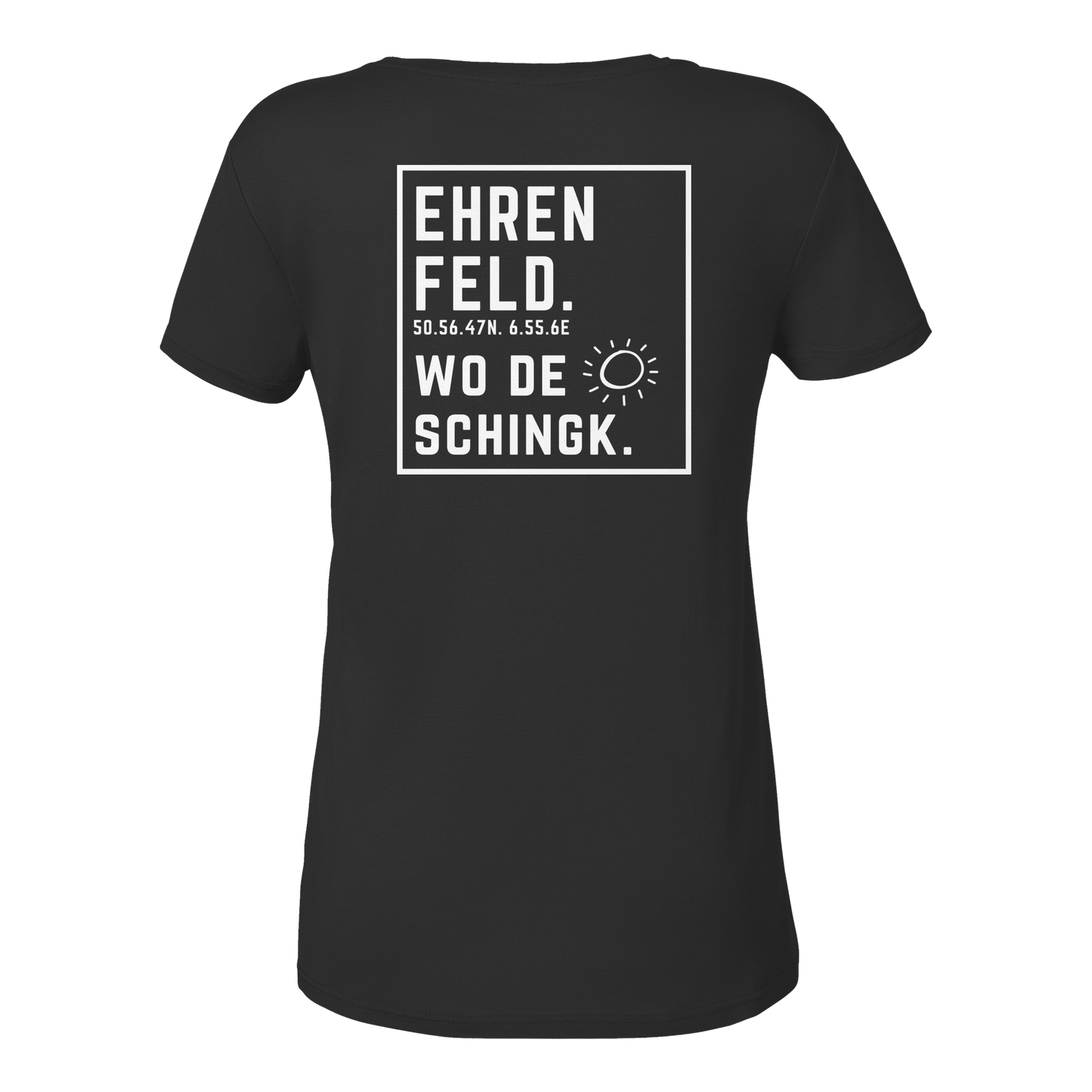 Wo de Sonn schingk - Ehrenfeld Druck Rücken  - Ladies V-Neck Shirt
