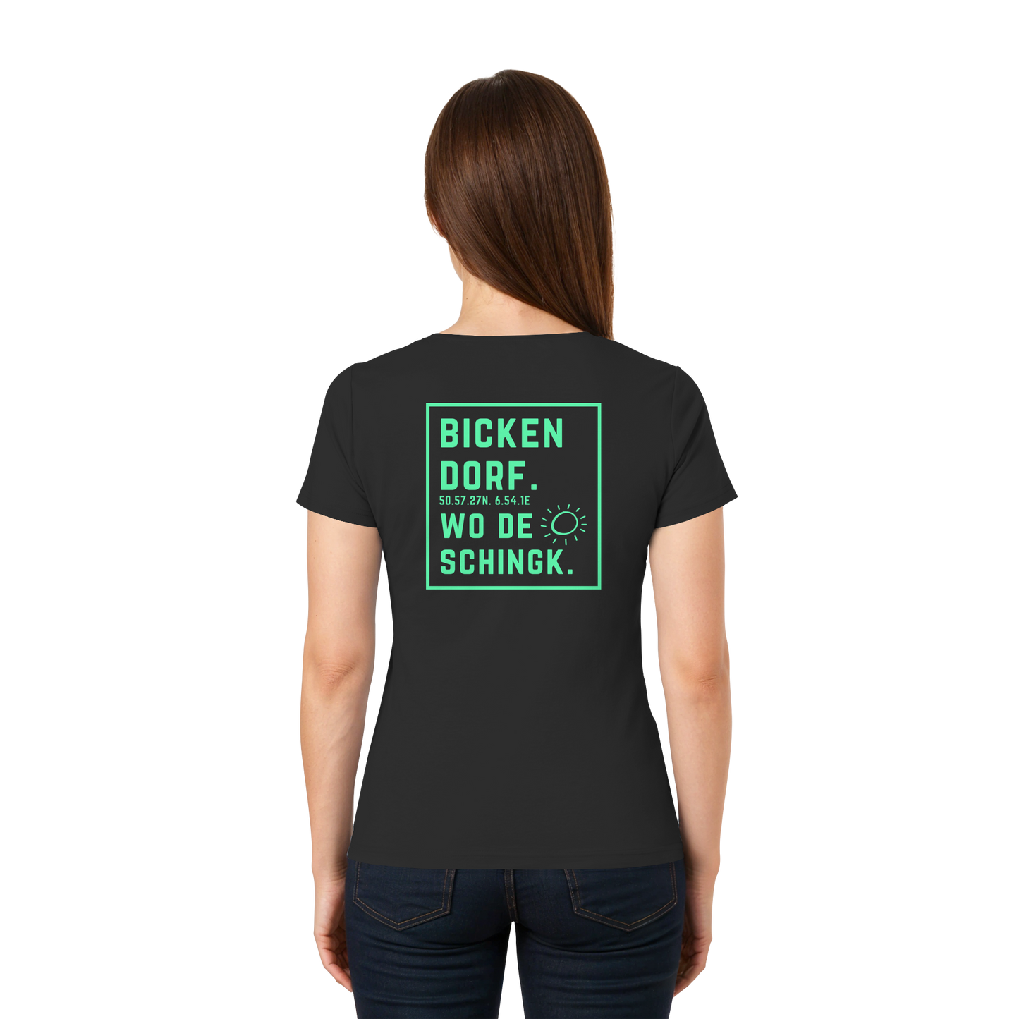 Wo de Sonn schingk - Bickendorf Druck Rücken - Ladies V-Neck Shirt