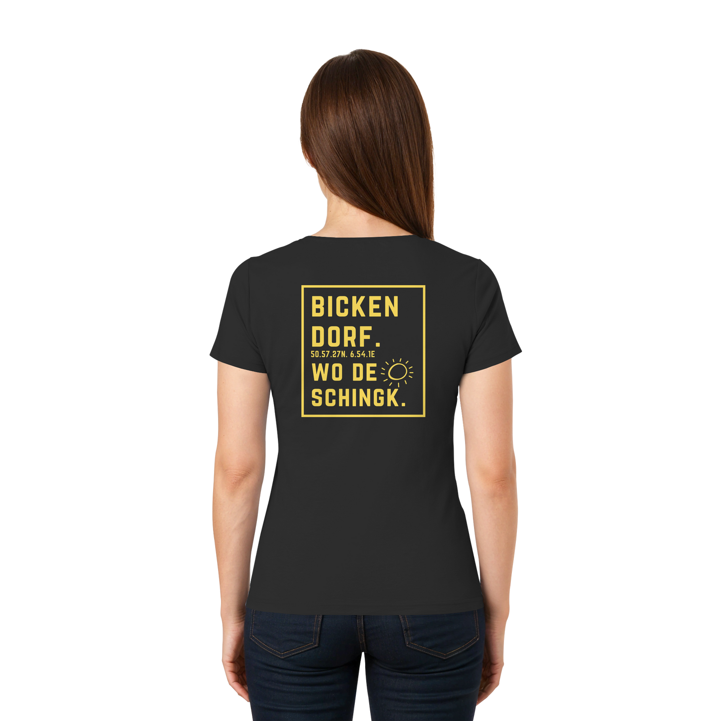 Wo de Sonn schingk - Bickendorf Druck Rücken - Ladies V-Neck Shirt