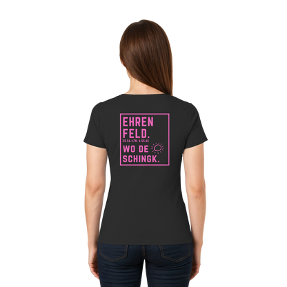 Wo de Sonn schingk - Ehrenfeld Druck Rücken  - Ladies V-Neck Shirt