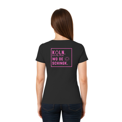 Wo de Sonn schingk - Köln Druck Rücken - Ladies V-Neck Shirt