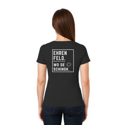 Wo de Sonn schingk - Ehrenfeld Druck Rücken  - Ladies V-Neck Shirt