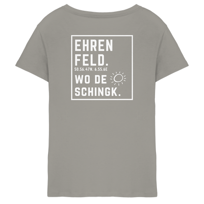 Wo de Sonn schingk - Ehrenfeld Druck Rücken  - Ladies V-Neck Shirt