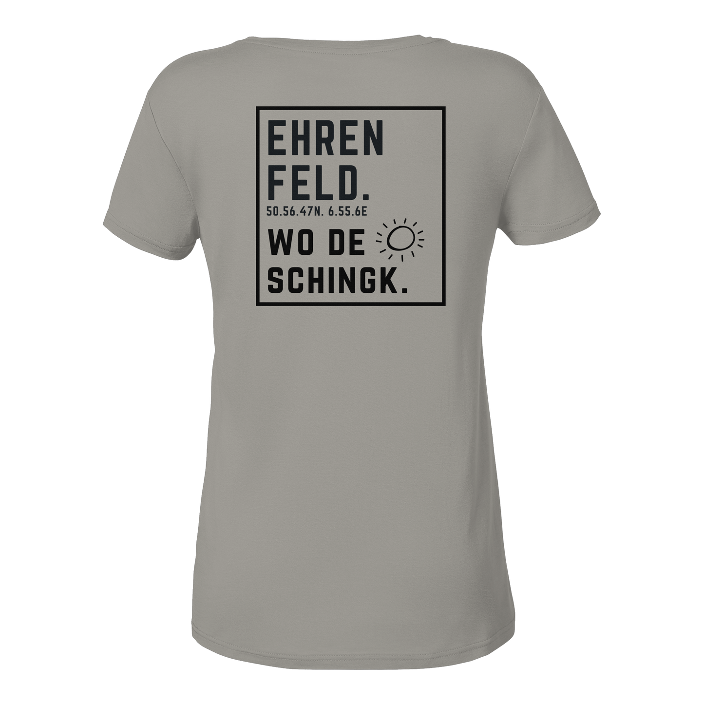 Wo de Sonn schingk - Ehrenfeld Druck Rücken - Ladies V-Neck Shirt