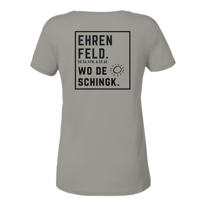 Wo de Sonn schingk - Ehrenfeld Druck Rücken - Ladies V-Neck Shirt