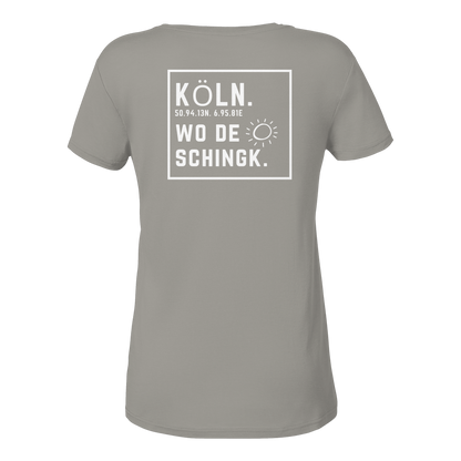 Wo de Sonn schingk - Köln Druck Rücken  - Ladies V-Neck Shirt