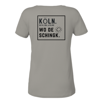 Wo de Sonn schingk - Köln Druck Rücken  - Ladies V-Neck Shirt
