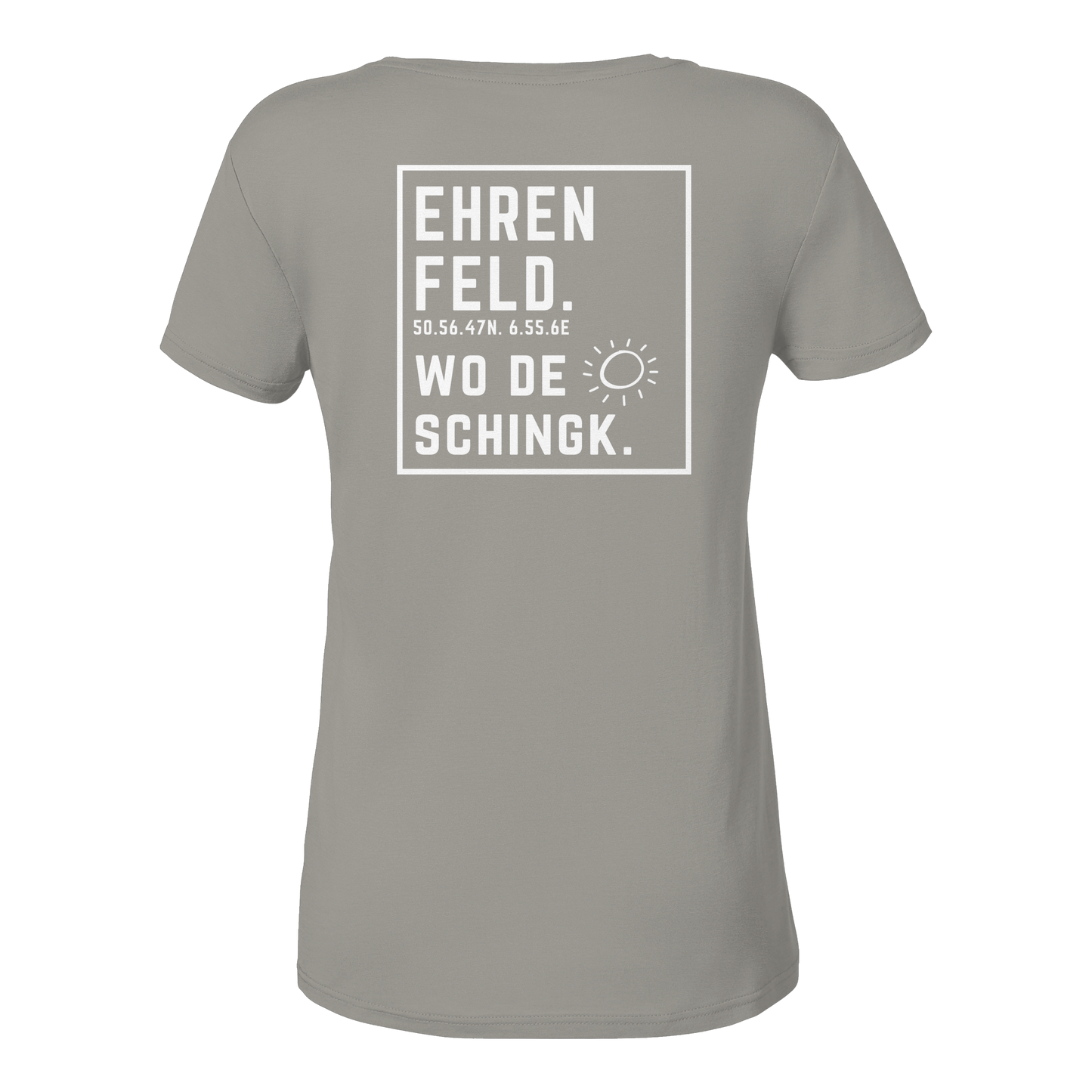 Wo de Sonn schingk - Ehrenfeld Druck Rücken  - Ladies V-Neck Shirt