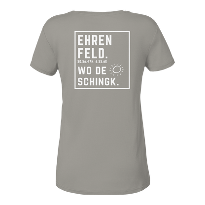 Wo de Sonn schingk - Ehrenfeld Druck Rücken  - Ladies V-Neck Shirt