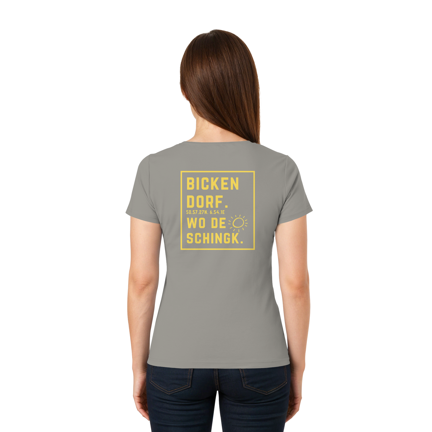 Wo de Sonn schingk - Bickendorf Druck Rücken - Ladies V-Neck Shirt