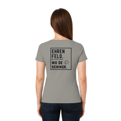 Wo de Sonn schingk - Ehrenfeld Druck Rücken - Ladies V-Neck Shirt