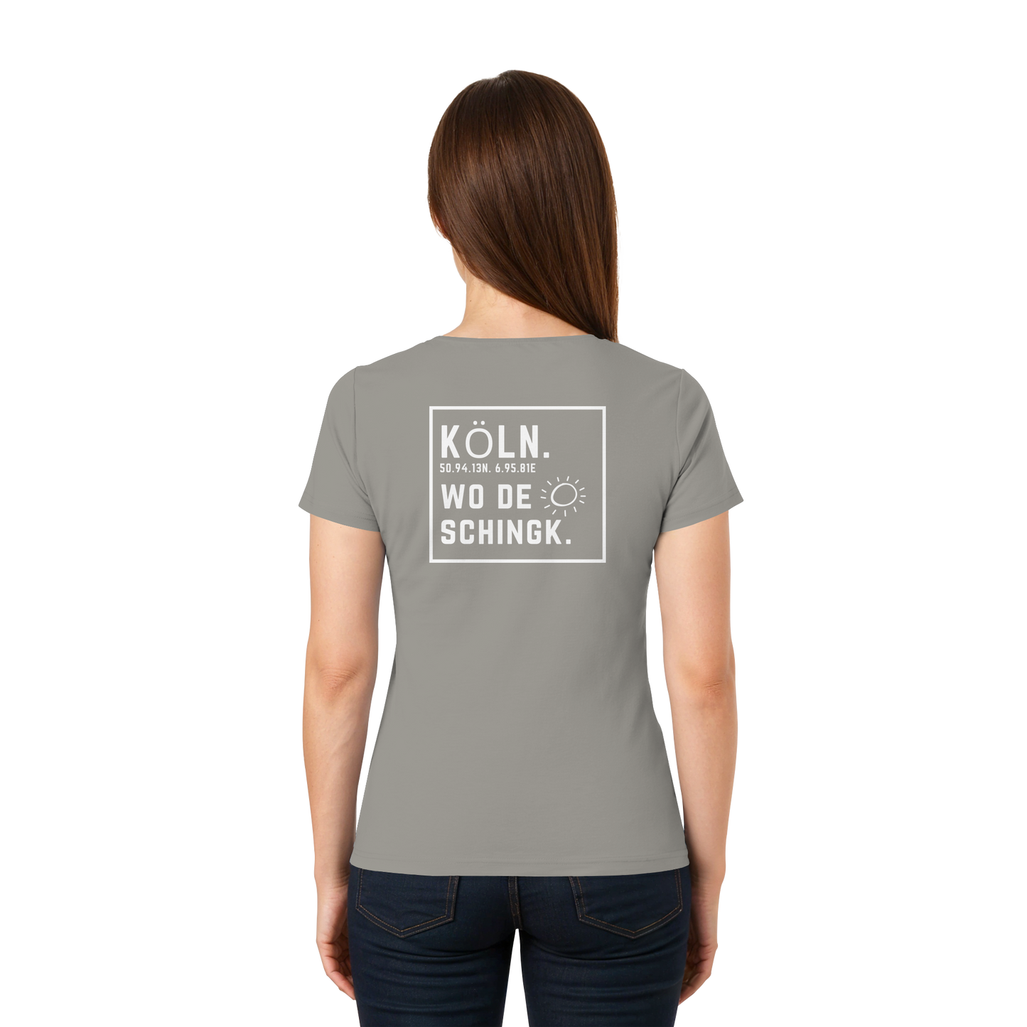 Wo de Sonn schingk - Köln Druck Rücken  - Ladies V-Neck Shirt